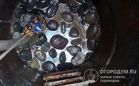 Помимо слоев песка и щебня для защиты от плывуна на дне колодца размещают крупные плоские природные камни