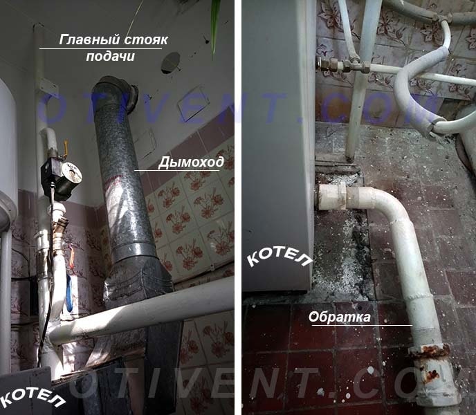Подключение котла к самотечному отоплению